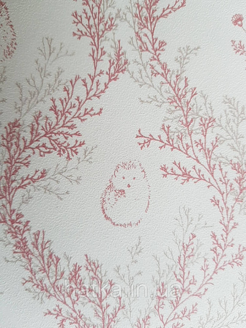 Шпалери флізелінові дитячі еко Lutece Tartine et Chocolat ніжні квіти гілочки бордові сірі на білому Київ - фото 3