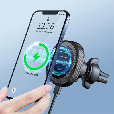Універсальний автотримач Grand-X MT-15W MagSafe з зарядкою 15W (кріплення на дефлектор) (MT-15W) Вінниця - фото 9