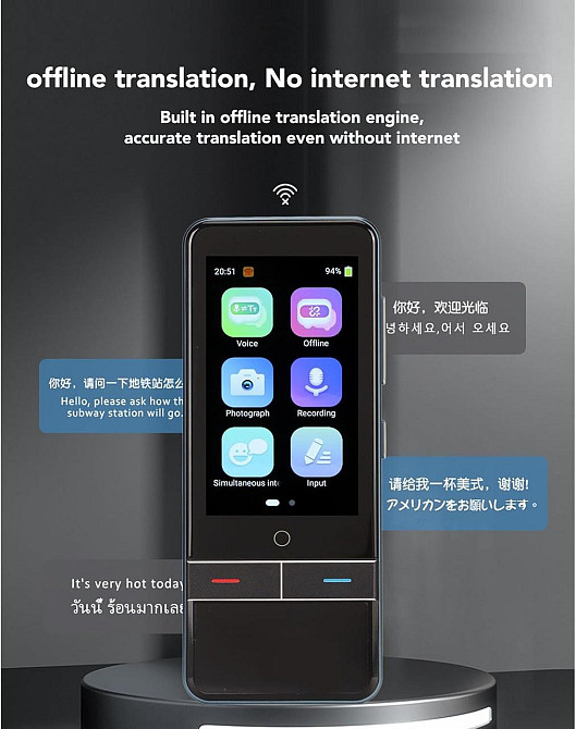 Портативний перекладач Jectse F6 з підтримкою 139 мов, сенсорним екраном, AI переклад, голосовий і фото переклад Київ - фото 6