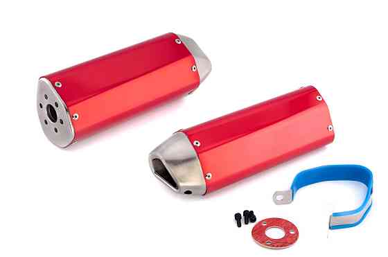 Глушник (тюнінг) 370*105mm (нержавіюча сталь, три-овал, червоний, прямоток) 118 Київ