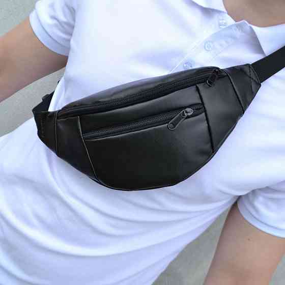 Сумка на пояс мужская бананка поясная экокожа компактная Мужская кожаная бананка Киев