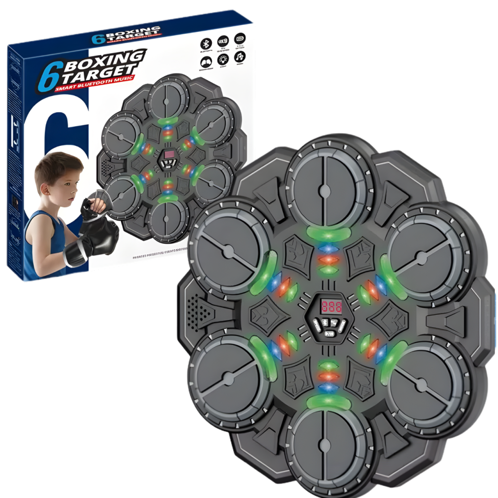 Тренажер для боксу на 6 цілей з рукавичками дитяча мішень, акумуляторний музичний з Bluetooth колір чорний Кам'янець-Подільський - фото 8