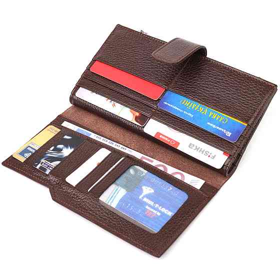 Стильный женский вертикальный кошелек из натуральной кожи CANPELLINI 21642 Коричневый Киев