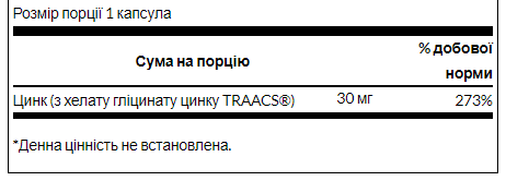 Chelated zinc 30 mg - 90 cap Луцьк - фото 2