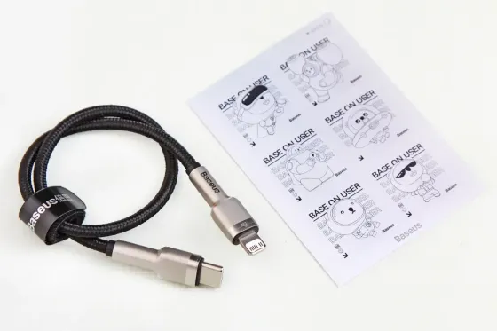 Кабель Type-C - iPhone 20 Вт 0.25м Baseus Cafule нейлоновий круглий чорний/себрат. Вінниця