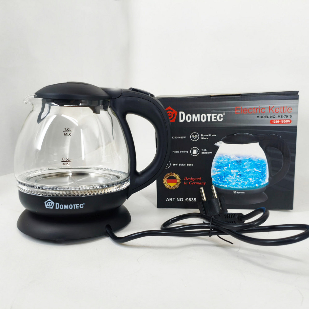 Електричний чайник з високою потужністю Domotec MS-7910 1л 1650Вт, Скляний електрочайник для кухні OP-50 Івано-Франківськ - фото 1