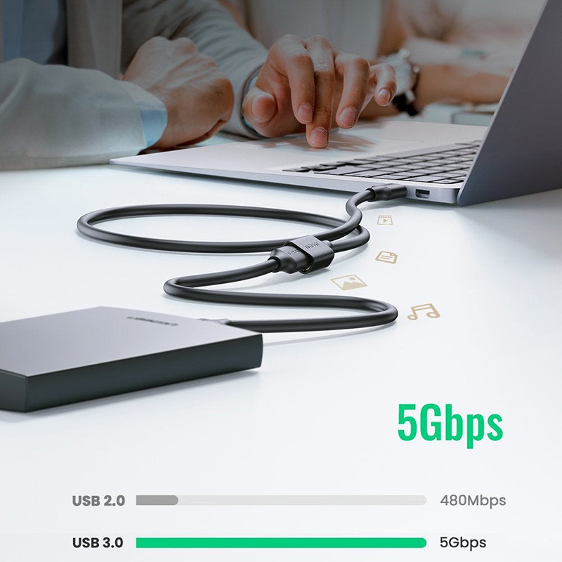 Кабель продовжувач USB 3.0 AM-AF, 3м, Connector gold-plated Чорний, US129 Ugreen Вінниця - фото 5