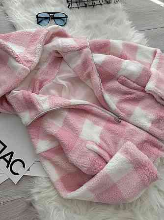 Жіночий стильний теплий бомбер підкладка тедді. Рожевий Одеса