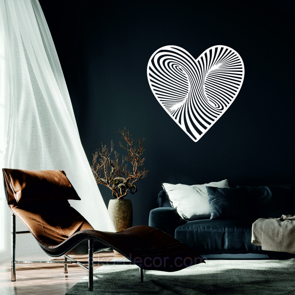 Декоративное настенное Панно «Сердце» Декор на стену 70*70 см, Белый Киев - изображение 1