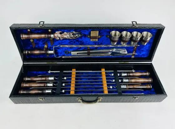 Набори шампурів, Набір шампурів у шкіряному кейсі VIP 7 Шампури, вертіла Тернопіль