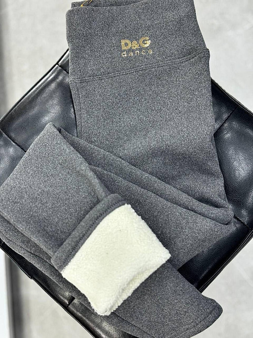 Женские теплые базовые лосины с накатом трикотаж на меху Графит, 42/44 Одесса - изображение 4