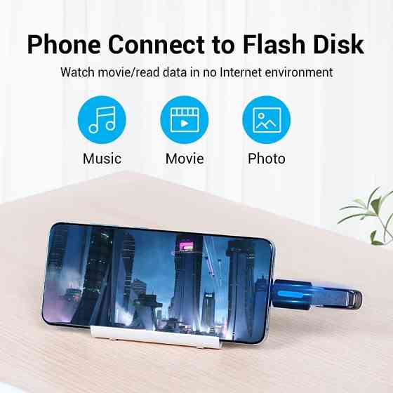 Перехідник USB 2.0 Type-C --> USB AF (OTG)  PVC Vention чорний Вінниця