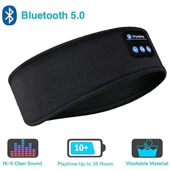 Беспроводные Bluetooth наушники-повязка для сна и спорта с микрофоном SleepBand BT 5.0, 10 часов работы, Черная Киев
