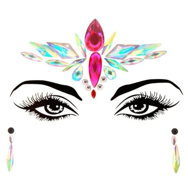 Наклейки стрази для обличчя святкові для вечірок one size різнобарвний Київ - фото 1