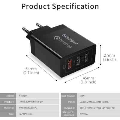 Зарядное устройство Essager ECTQC3-FBB01 Винница