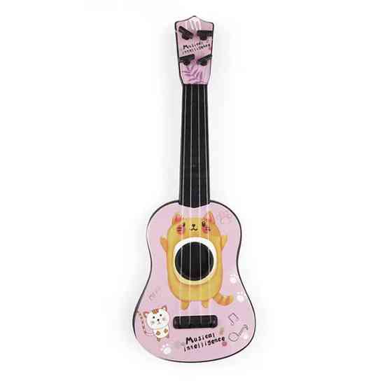 Гітара дитяча іграшка Жираф та зебра, жовта, довжина - 30см, ширина 10см, пластик, 4 струни, унісекс, 3+ Київ