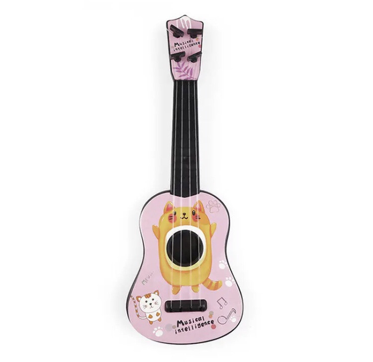 Гітара дитяча іграшка Жираф та зебра, жовта, довжина - 30см, ширина 10см, пластик, 4 струни, унісекс, 3+ Київ - фото 3