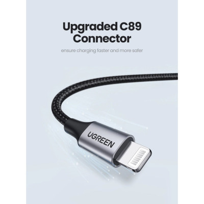 Дата кабель USB 2.0 AM to Lightning 2.0m US199 2.4A Black Ugreen (60158) Вінниця - фото 4