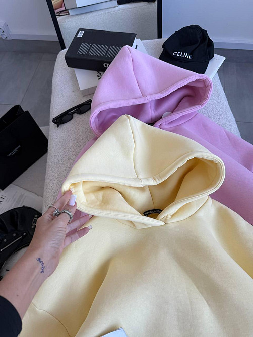 Женская утепленная оверсайз худи трехнить на флисе Желтый Одесса - изображение 7