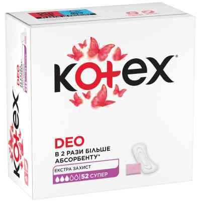 Ежедневные прокладки Kotex Deo Super 52 шт. (5029053548685) Винница