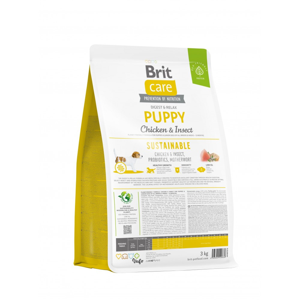 Сухой корм Brit Care Dog Sustainable Puppy для щенков, с курицей и насекомыми, 3 кг Винница - изображение 2