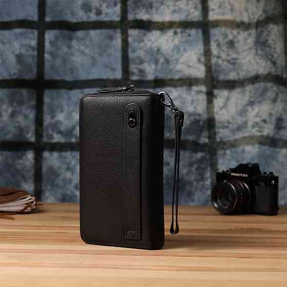 Цікавий чоловічий клатч із натуральної шкіри Vintage 23063 Чорний Київ