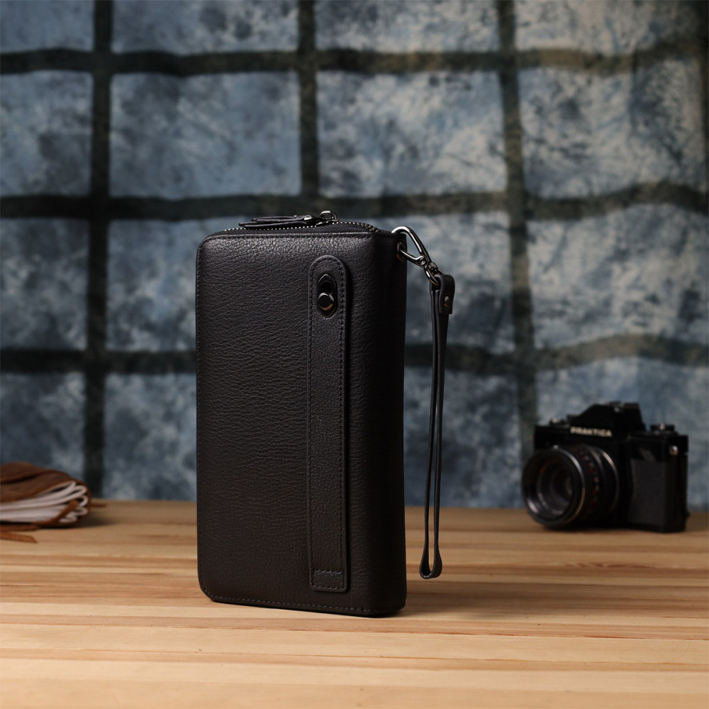 Цікавий чоловічий клатч із натуральної шкіри Vintage 23063 Чорний Київ - фото 3