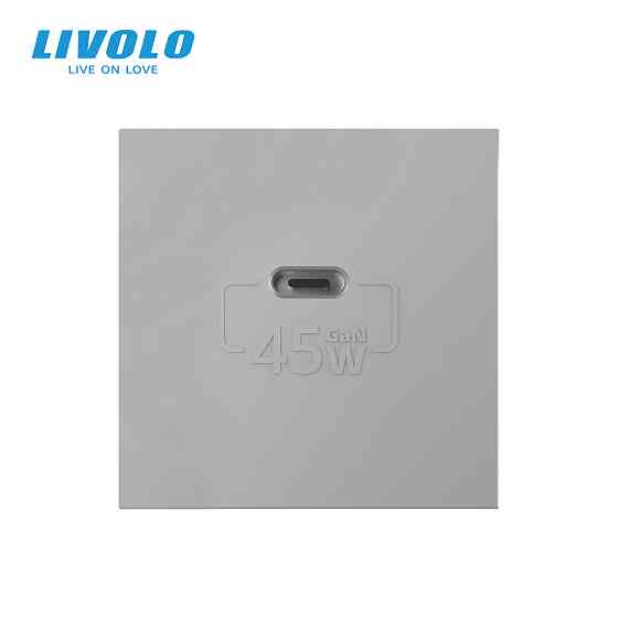 LIVOLO USB Type-C розетка LIVOLO, PD 45W, Power Delivery, швидка зарядка, сіра, модуль (VL-FCUC Коломия