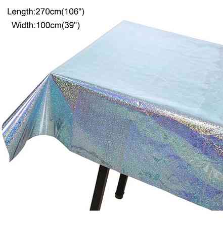 Скатерть клеенка из фольги с голограммой 270 на 100 см голубой Киев