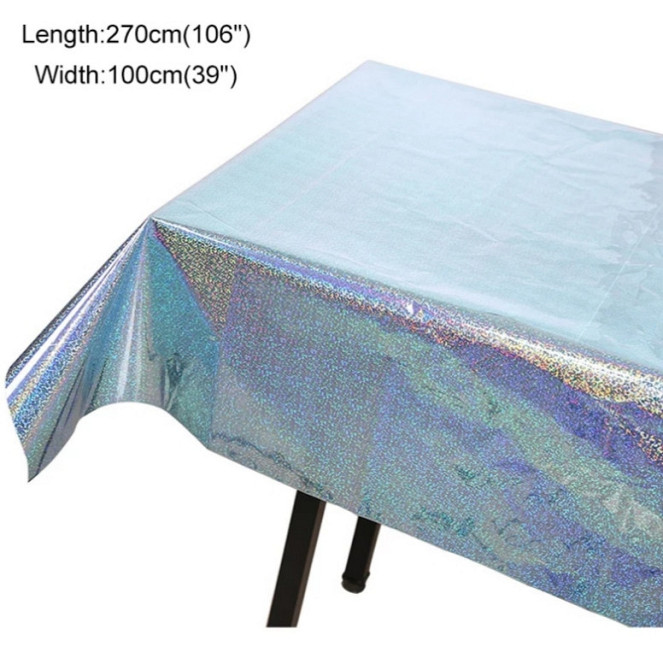 Скатерть клеенка из фольги с голограммой 270 на 100 см голубой Киев - изображение 2