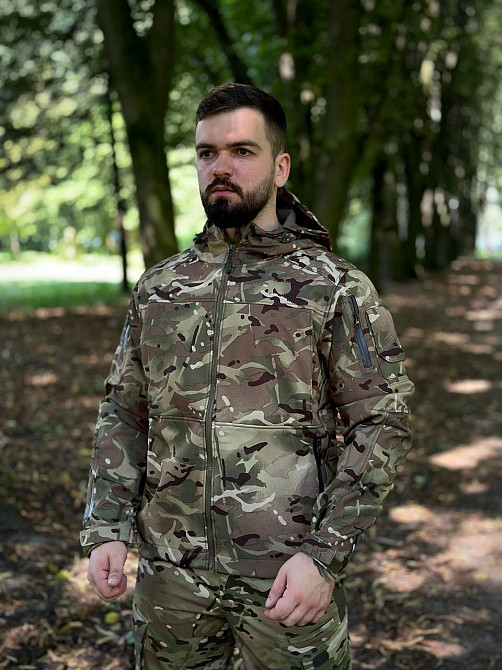 Демісезонна чоловіча куртка Soft Shell мультикам, чоловіча тактична куртка софт шел Львів - фото 2
