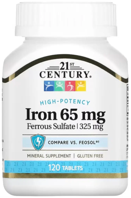 Железо 21st Century Iron 65 mg Ferrous Sulfate 325 mg 120 таб Киев - изображение 1