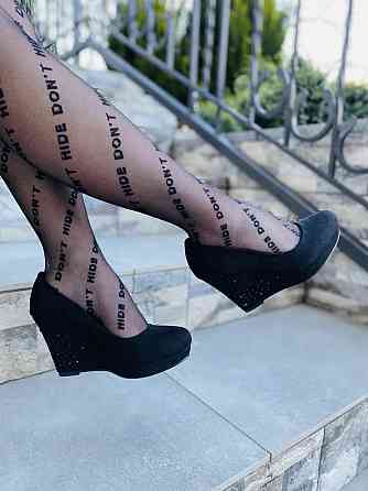 Туфлі жіночі LENA MELIANI чорні еко-замша танкетка 9см (M619-D2302) 35р.36р.37р. Коломыя