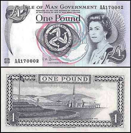 Острів Мен / Isle of Man 1 Pound 1983 Pick 40d DIAMOND Полтава