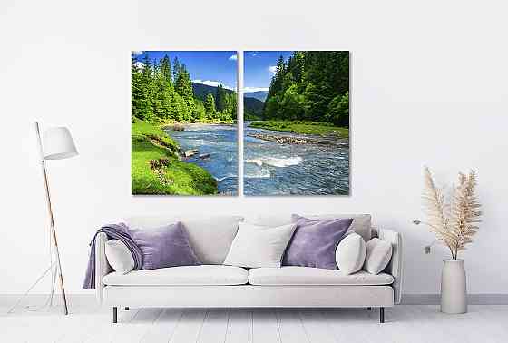 Модульная картина в гостиную / спальню   Гірська ріка  TLV-2_111 70x102 см Київ