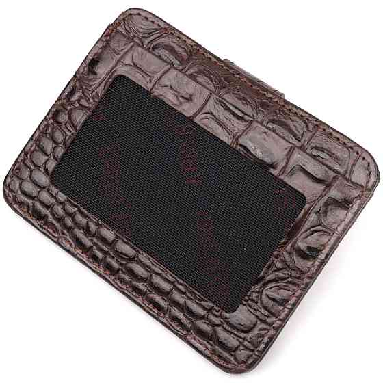 Визитница из натуральной фактурной кожи под крокодила KARYA 20965 Коричневый Киев