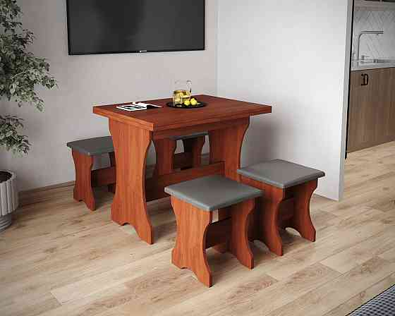 Табуретка з м'яким сидінням, табурет на кухню 35х35х44 см Тканина Мальмо (сірий) / ДСП Яблуня Львів