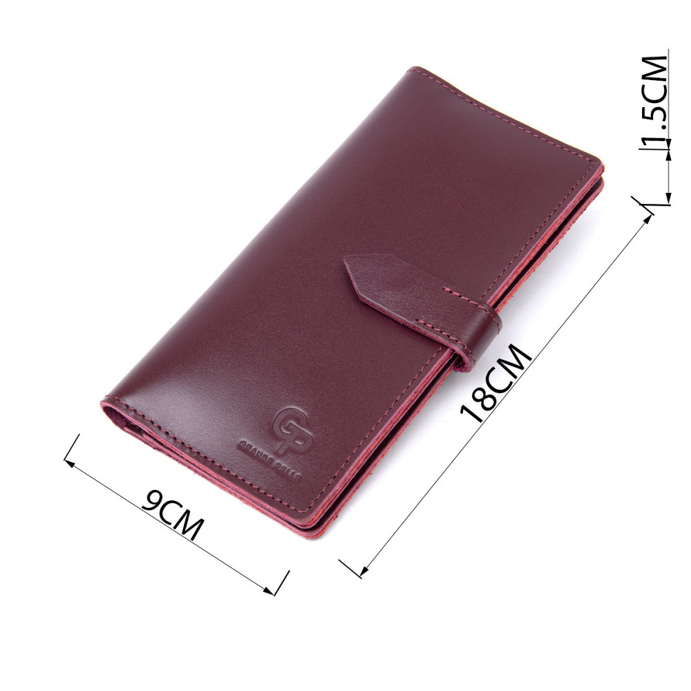 Кожаное глянцевое портмоне Бордовый (GRANDE PELLE) Киев - изображение 7