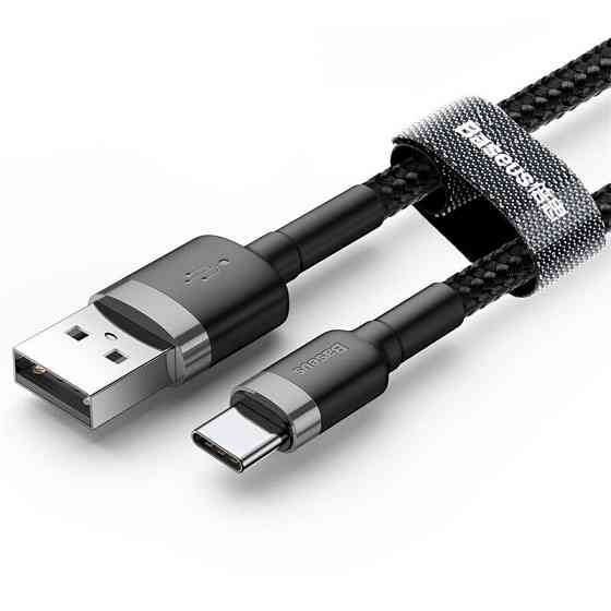 Кабель Baseus Cafule USB 2.0 to Type-C 2A 2M Черный/Серый (CATKLF-CG1) Киев