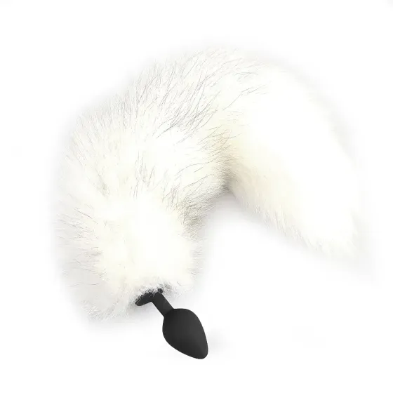 Силіконова анальна пробка з хвостом із натурального хутра Art of Sex size M White fox Львів