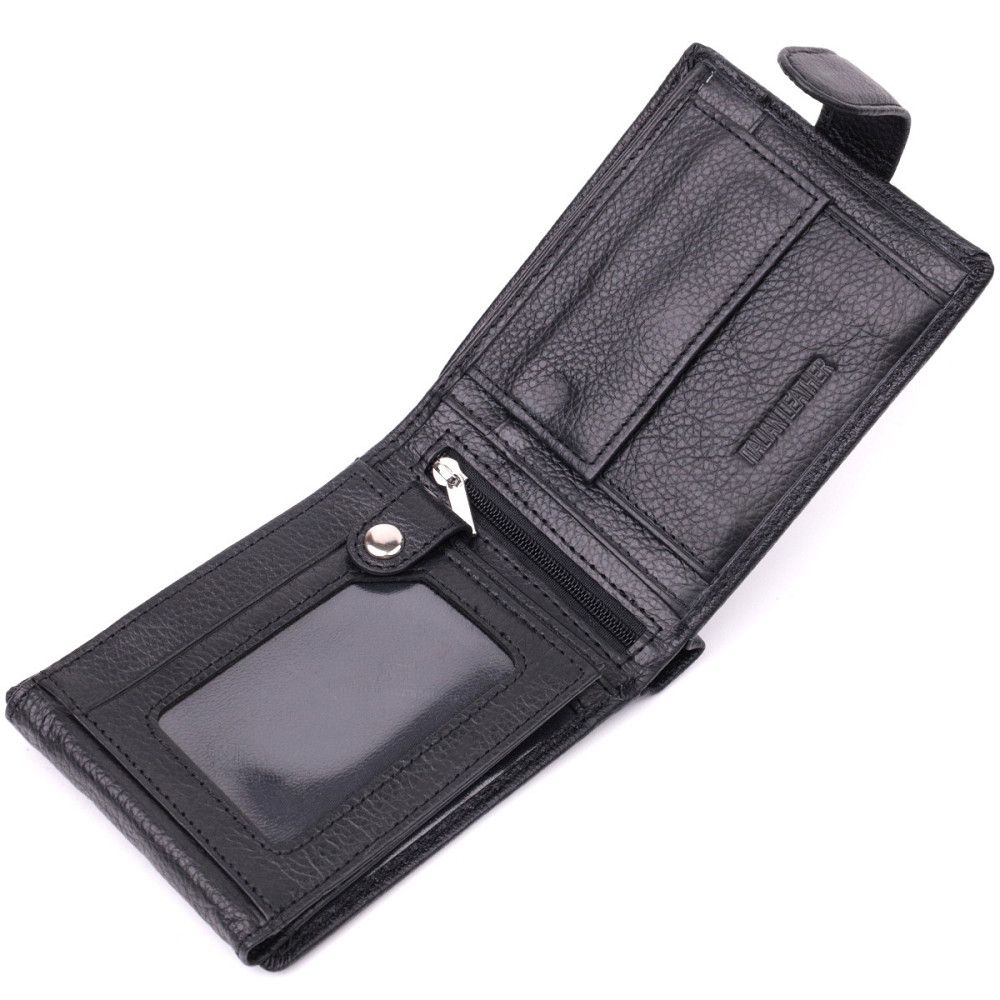 Интересный бумажник с блоком под документы из натуральной кожи ST Leather 22480 Черный Киев - изображение 4