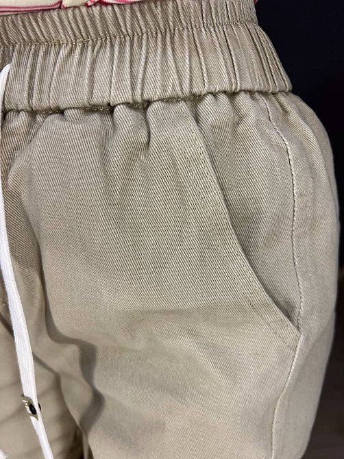 Джинси жіночі A-N 9962 MOM кюлоти укорочені резинка на таліі шнурок бежеві, бежевий, XL, XL, 87 см, 112 см Київ - фото 3