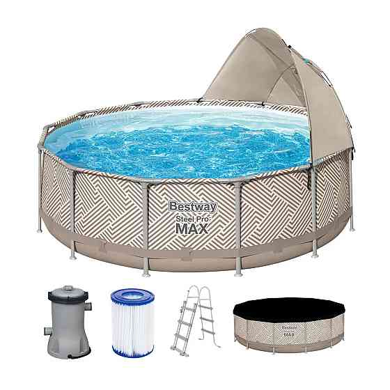 Каркасный бассейн 396 х 107 см с покрытием, стремянкой и фильтром Bestway 561FY Steel Pro MAX™ Киев