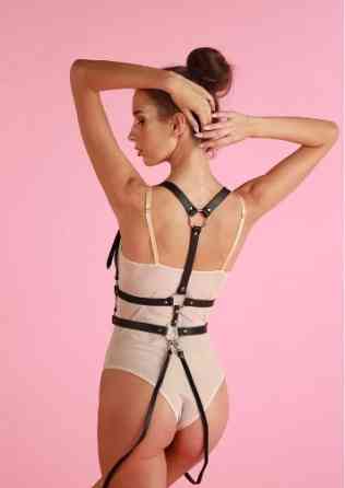 Портупея сексуальная One Size K36, натуральная кожа, черная Sex Aura Киев
