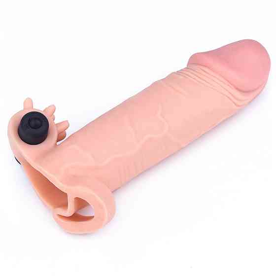 Насадка на член - Pleasure X-Tender Vibrating Penis Sleeve Add 2" Flesh Sex Aura Київ