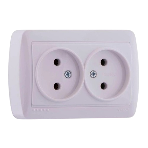 DEMET білий Розетка зовнішня 2-а без заземлення закритий корпус Лезард Житомир - фото 1