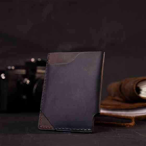 Цікавий картхолдер з утримувачем для Apple AirTag з натуральної шкіри GRANDE PELLE 11608 Чорний Київ