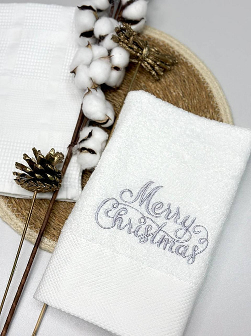 Подарунковий набір рушників Ideal Textile з вишивкою Merry Christmas 50х90 см 2 шт (56860962) Чернівці - фото 4