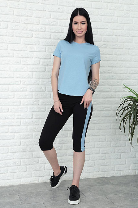 Спортивний костюм з бриджами "Dion" оптом | Норма Блакитний, 46-48 Київ - фото 5