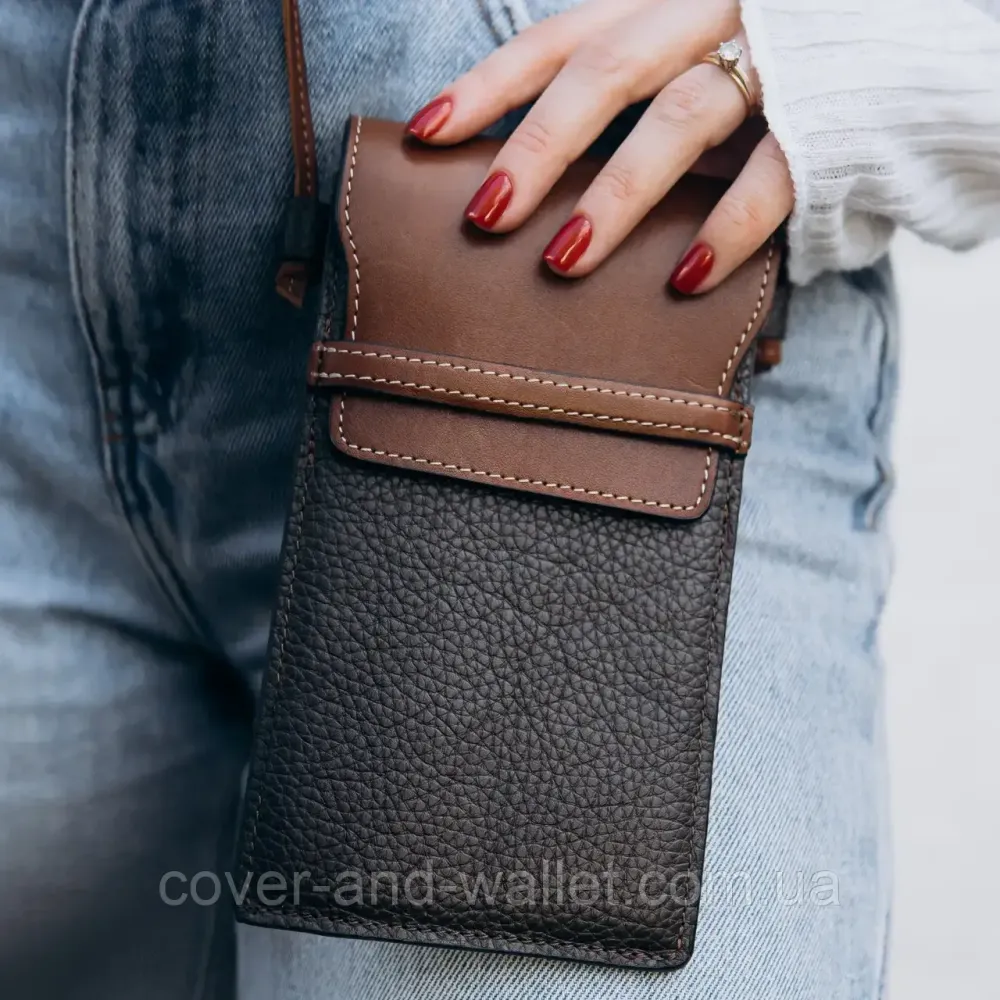 Універсальна шкіряна сумка-чохол для телефону з довгим ремінцем Grande Pelle 70372023 Київ - фото 1